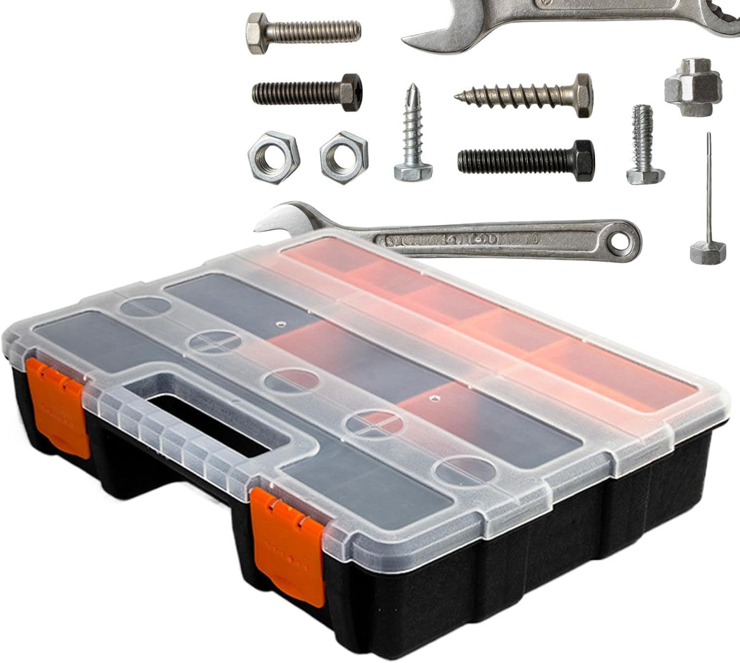 Organiseur De Pièces Portable – Boîte De Rangement Amovible à 21 Compartiments, Utilisation En Atelier Avec Design Connectable, Système De Rangement Transparent, Boîte à Outils Facile à Transporter
