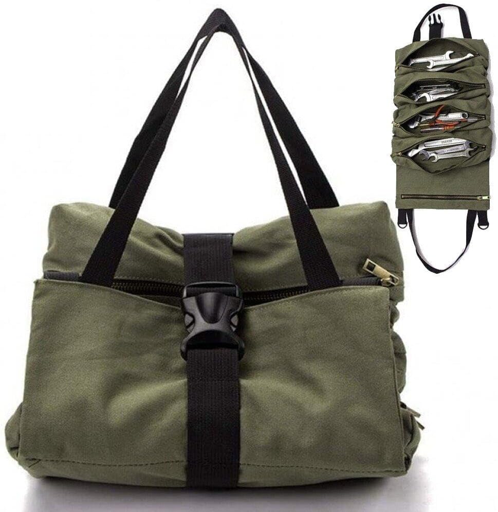 Sanfly Sac à Outils Enroulable, Organisateur D'outils En Rouleau, Pochette En Rouleau, Porte-Outil Suspendu à Fermeture éclair, Fourre-Tout, Sac à Outils De Travail Pour Mécanicien électricien