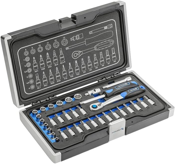 Hogert Technik Kit D'outils HT1R480 5.7kg Acier Chrome-vanadium