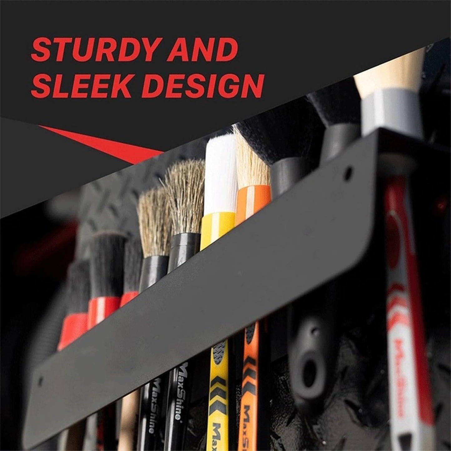 Support Mural Pour Brosse De Détail, Avec 10 Trous, Pour Garage, Atelier, Rangement En Acier Au Carbone Pour Garder Les Outils Propres Et Accessibles