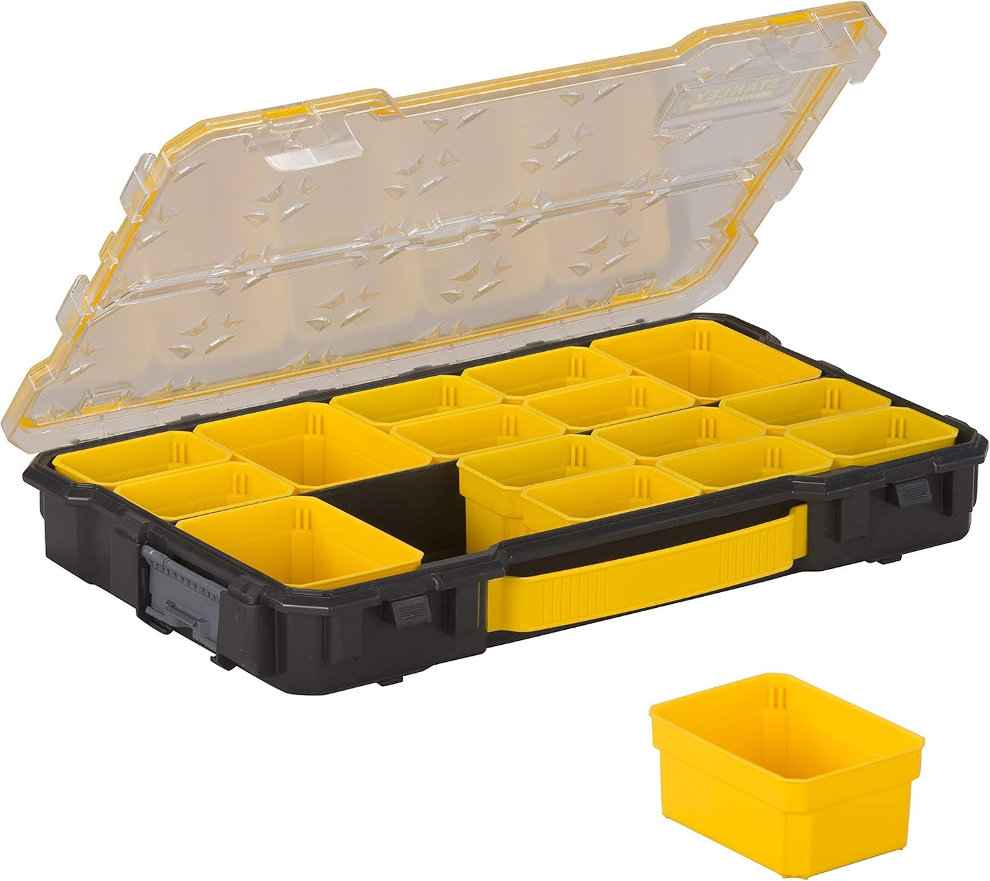 Stanley 1-97-519 Organisateur De Rangement Gamme FatMax - Etanche - Polycarbonate Incassable & Stanley Fmst1-75779 Boîte À Outils Étanche Profi 2/3 Gamme FatMax - Couvercle Transparent