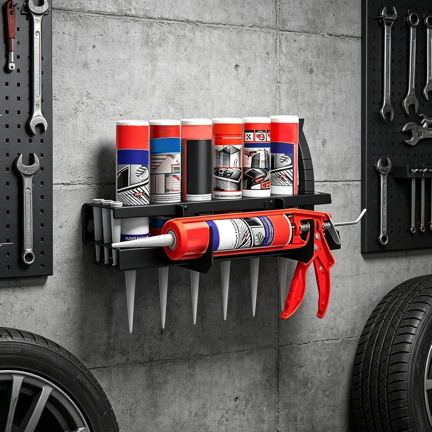 Organisateur De Bombes Aérosols - Rack À Cartouches D'Étanchéité - Support Mural De Rangement Pour Mastic Atelier - Pour Industrie, Maison, Garage, Atelier, Cabanon, Abri De Jardin, Entrepôt, Dépôt Et