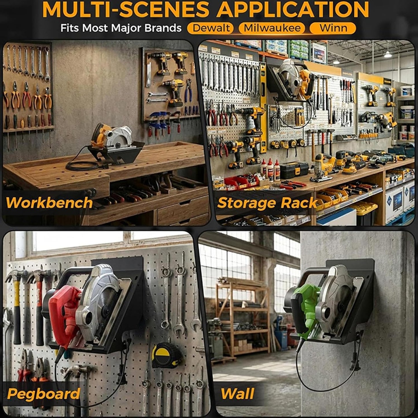 Genérico Heavy Duty Hanger – Organiseur Pour Outils De Sauvegarde, 13 X 7 Pouces, Rack De Stockage Mural Avec Design Sécurisé, Rangement De Garage Avec Cadre Solide, Support Circulaire Pour Saw