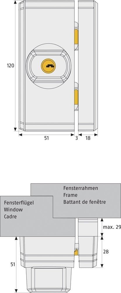  ABUS FTS96 Window Lock With Rotary Button Locking Mechanism, Different Locking - Security Level 10 - 11197 - Brown