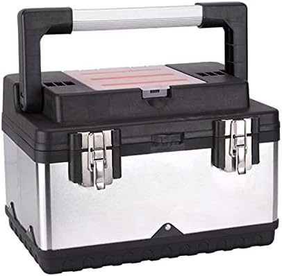 GENERIC Boîte à Outils Boîte à Outils - Rangement Verrouillable Portable, Construction En Acier Inoxydable Et Plastique - Plateau Amovible, Organisateur De Boîte à Outils Avec Poignée En Alliage D'a