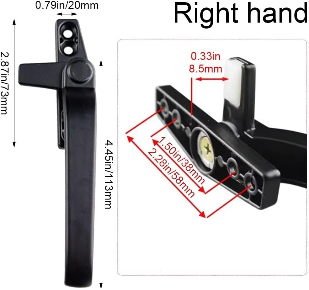  Poignée De Fenêtre À Battants En Alliage D'aluminium, Poignée De Fenêtre De Remplacement Gauche/Droite, Poignée De Verrouillage De Fenêtre, Kit De Quincaillerie De Fenêtre 1 Pièce