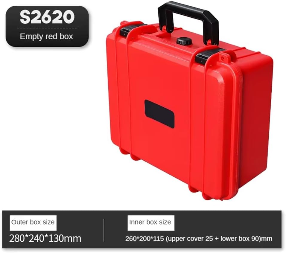  Boîte De Rangement D'Instruments à Grande Capacité Avec Éponge, Valise Portable, Boîte En Plastique Dur Épaissie, Boîte à Outils Pour Matériel, Rouge.