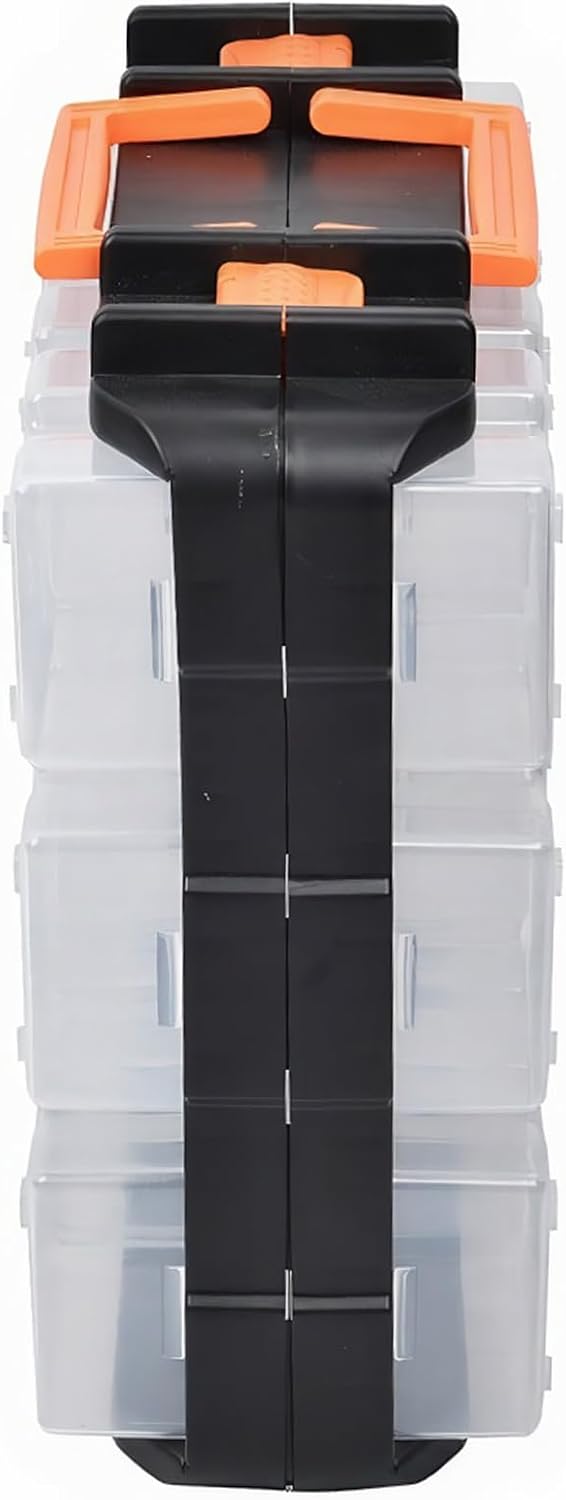 GENERIC Organiseur De Pièces Authentiques, Boîte De Rangement Amovible, 36,5 Cm, 12 Compartiments Avec Poignée, Organiseur Robuste, Boîte Avec Design Empilable, Rangement D'outils Pour Garage Et Atelier