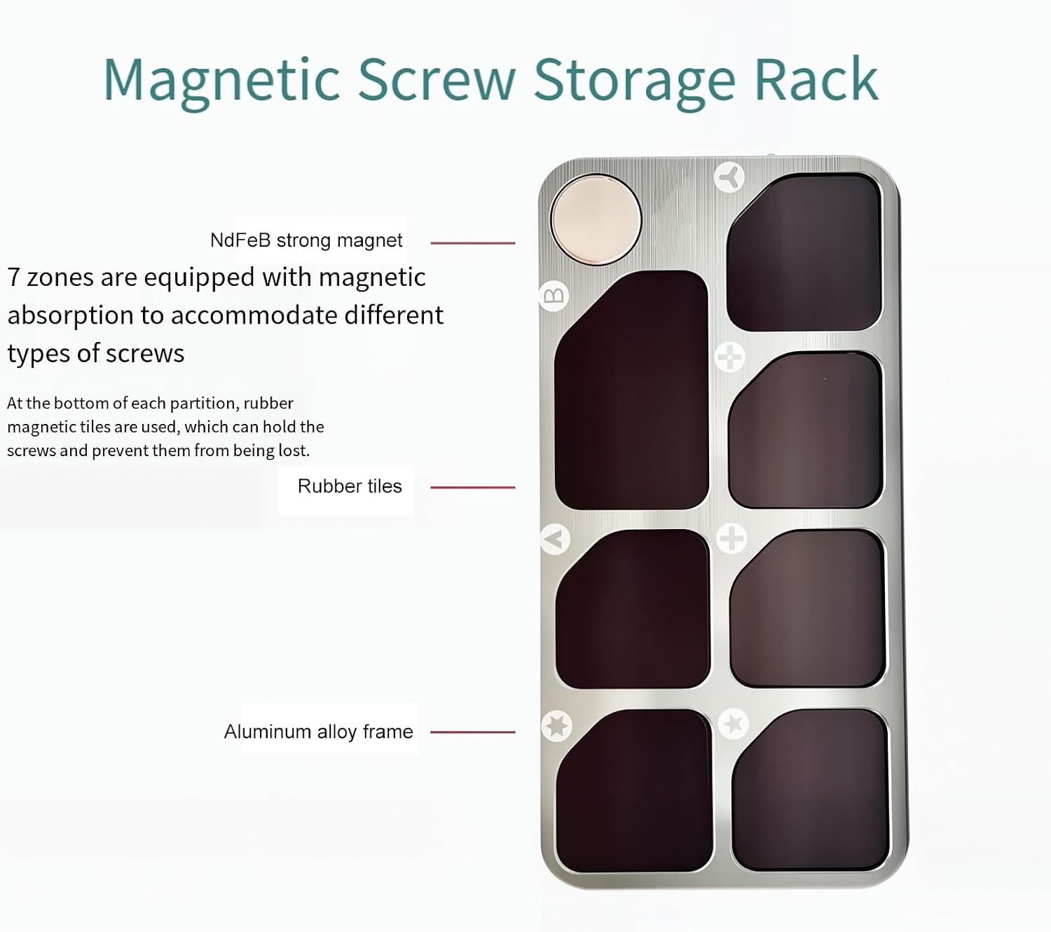  Plateau De Réparation Avec 7 Sections Pour Un Rangement Sécurisé Des Vis électroniques Et Des Outils - Plateau De Rangement Portable Pour Téléphone