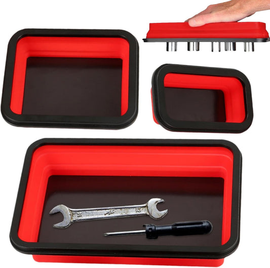  Pièces Magnétiques, Plateau Magnétique Pour Pièces Magnétiques, Plateau à Outils Pliable En Silicone, Boulons, Vis, Petits Bols Lourds En Silicone Polyvalents Avec Base Plateau Magnétique Pour Petites