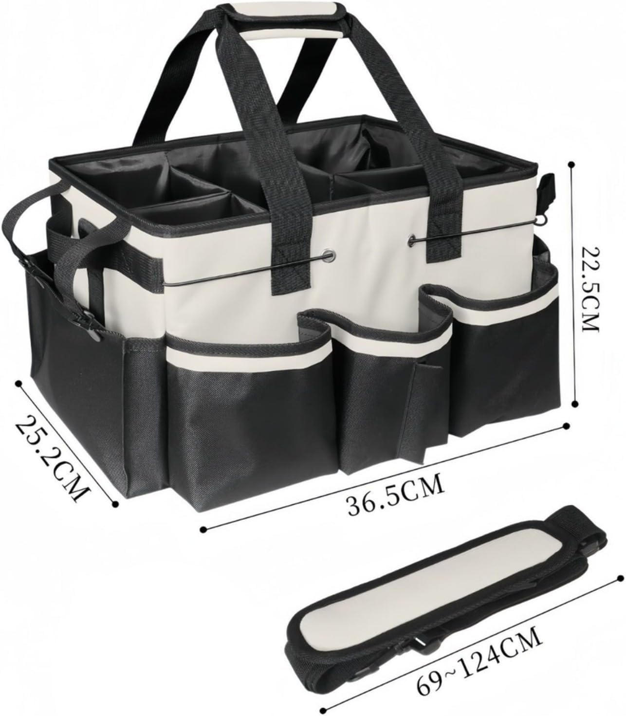  Grand Sac De Nettoyage, Pour Sac Caddy, Avec Planche De Support Robuste Intégrée, Sac De Rangement étanche, Avec Bandoulière Réglable Et Séparateurs, Pour Outils De Maison, De Jardin, De Voiture