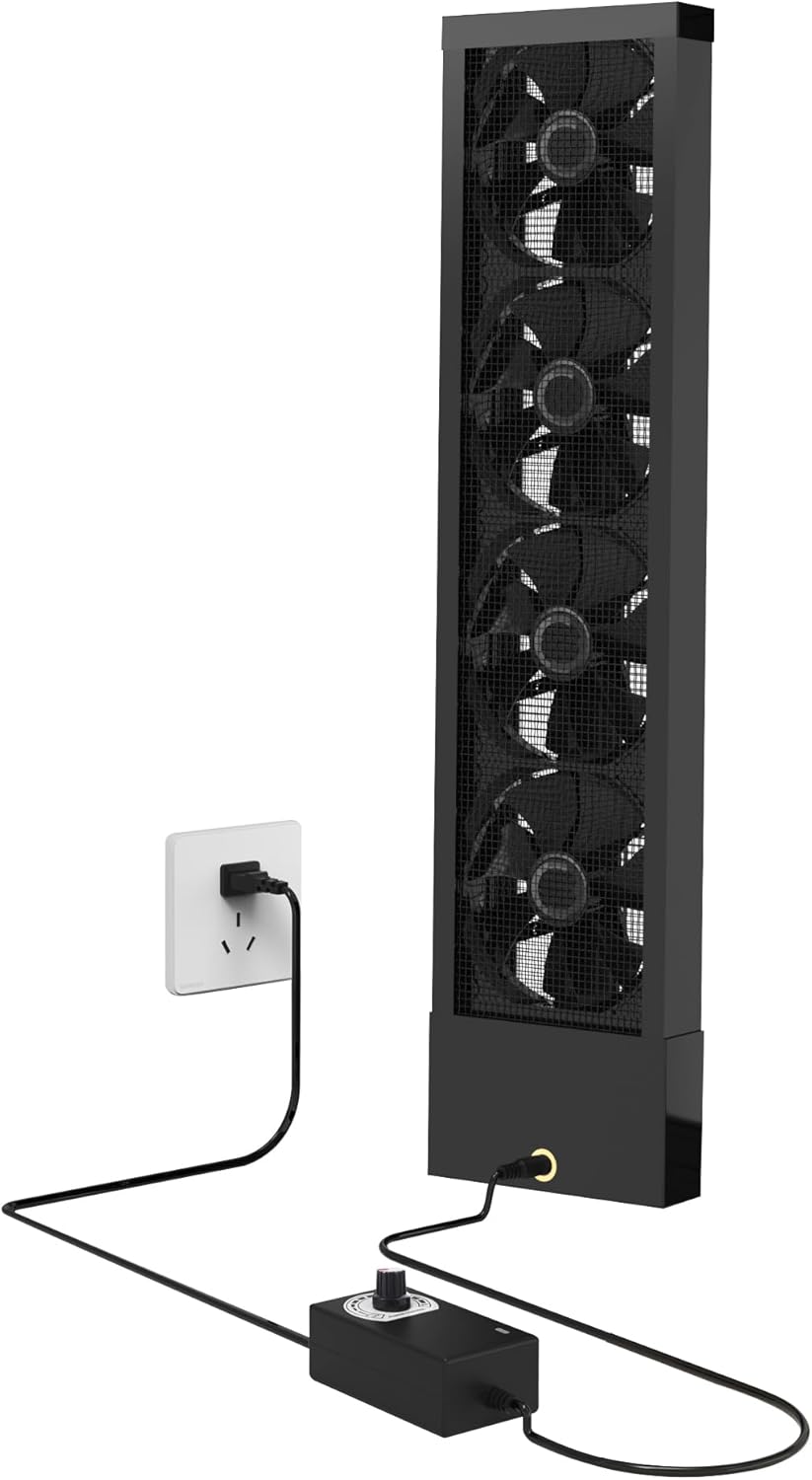  Ventilateur D'échappement Vertical De 75 à 80 Cm Pour Fenêtres Coulissantes – Se Fixe Fermement Aux Cadres Supérieurs Et Inférieurs De La Fenêtre, Installation Sans Outil Avec Vitesses Variables Pour