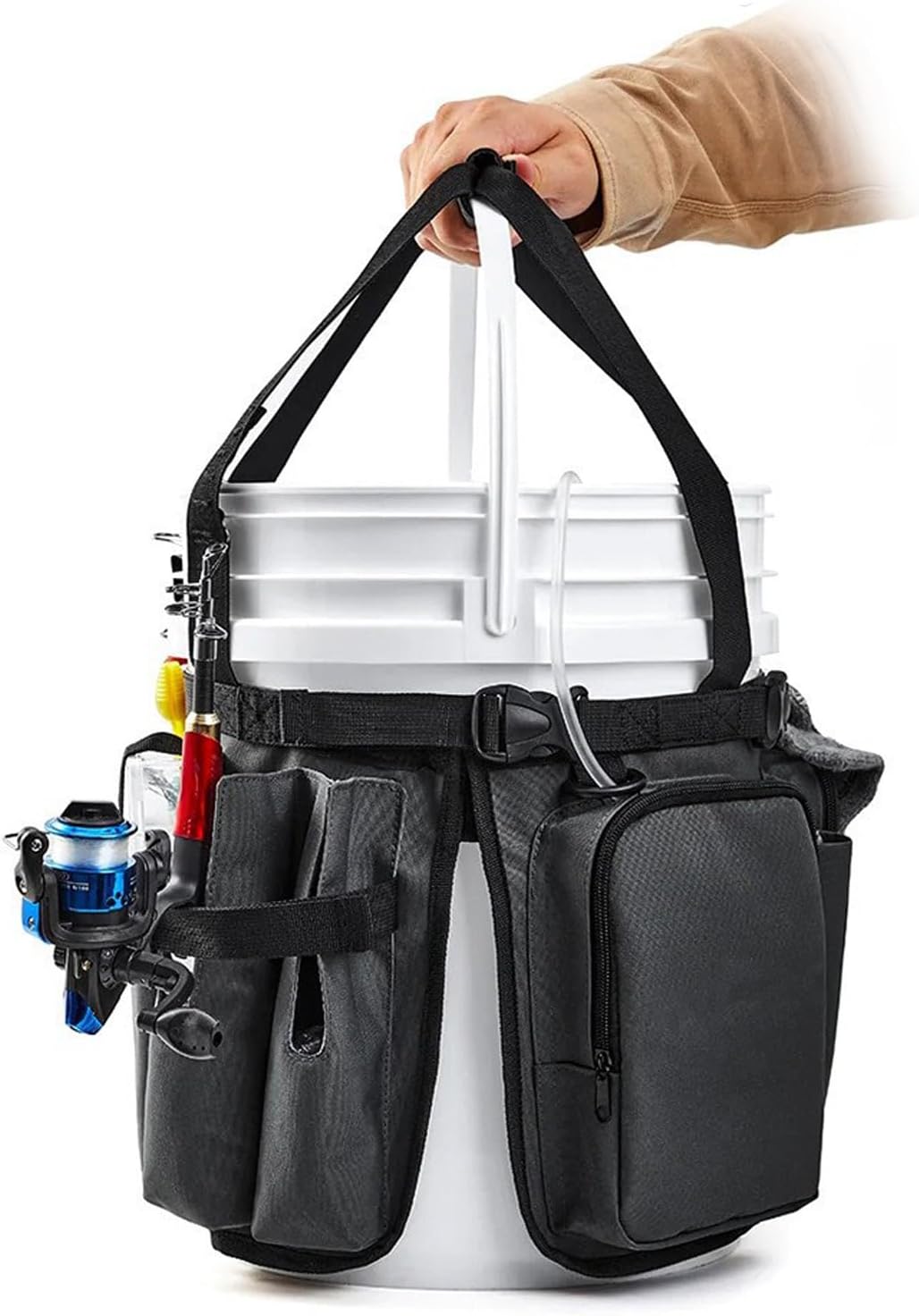  Seau De Rangement Portable Pour Outils, Tissu Ciré, Design De Soutien Automatique, étanche, Fonction Pour Atelier, Camping, Activités, Sac Pliable, Garage, Sac Organisateur De Bricolage