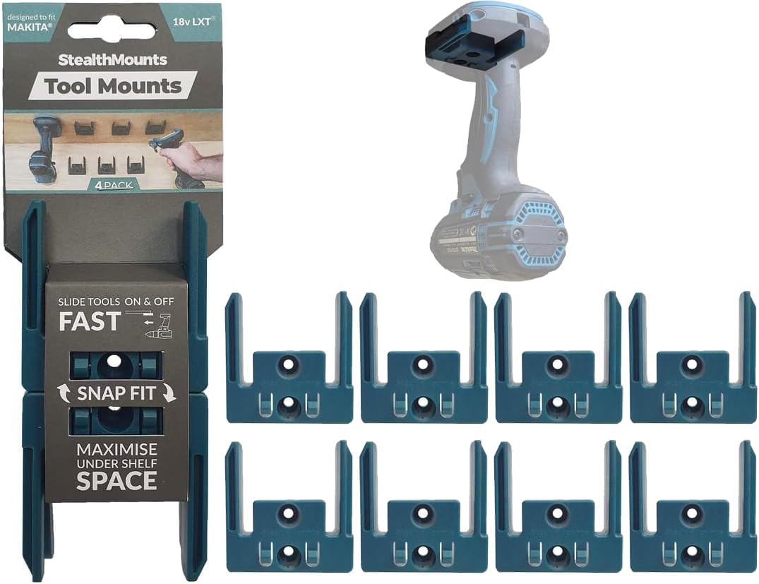  StealthMounts Makita Lot De 8 Porte-outils Verrouillables Pour Outils Makita | Rangement D'outils Makita | Porte-outils Makita 18 V | Support Pour Outil Makita | Support D'outils Makita | Clip