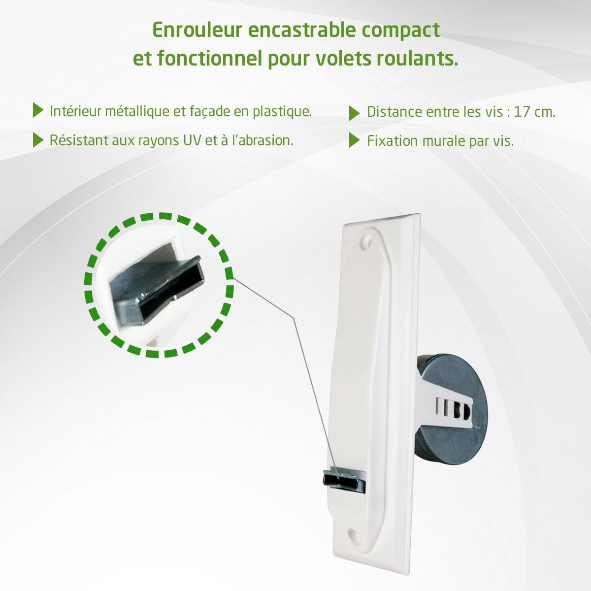  Amig - Recessed Roller Shutter Roller - PVC Front And Metal Body - Dimensions: 6 X 20 X 11.5 Cm - White - Compact And Functional Design