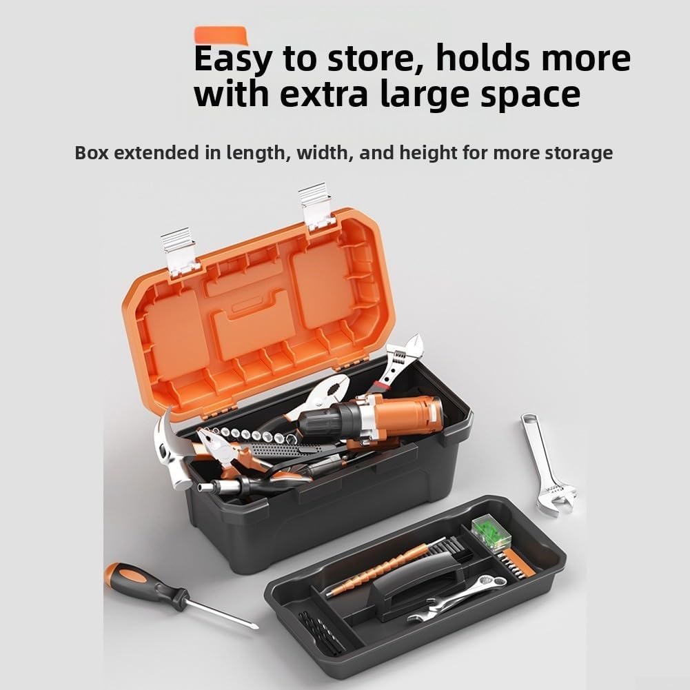  Boîte à Outils Double Couche Avec Bacs De Rangement Et De Rangement, Fabriquée En Polypropylène Robuste Pour Une Utilisation Fiable à La Maison Ou à L'atelier (43,2 Cm)