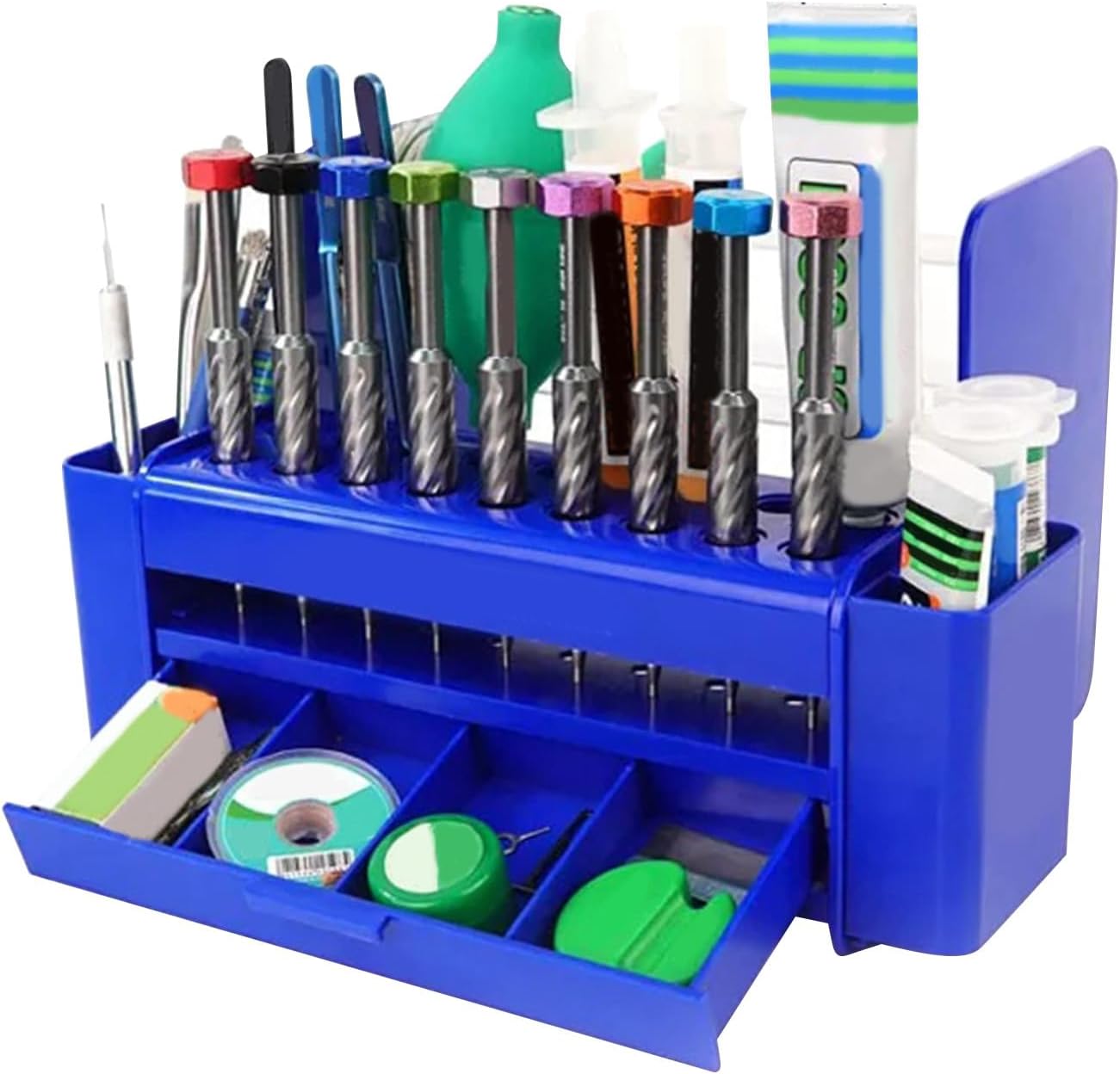  Boîte à Outils D'entretien, étui De Rangement Multifonction, Compartiment De Rangement Pour Tiroir, Support De Pince à épiler à 26 Trous Pour établi De Précision, Récipient Pratique Pour équipement