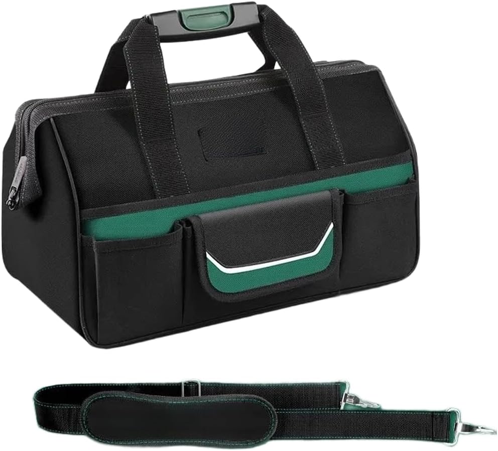  Sac De Travail En Toile Robuste Fabriqué à Partir De Tissu 1680d Avec Huit Poches Extérieures Et Bandes De Sécurité Pour Les Tâches De Construction En Plein Air, Vert (B)
