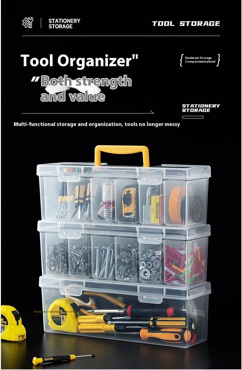  Boîte De Rangement Multifonction Portable Avec Compartiment Amovible Pour Voiture, Camping, Maison, Garage, Outils De Gestion Des Outils
