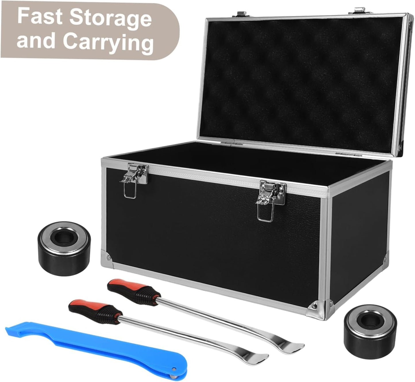  YARNOW Boîte à Outils Rangement Protection Des Outils Multifonction En Alliage D'aluminium Robuste Et Portable Noir Fermeture Flexible