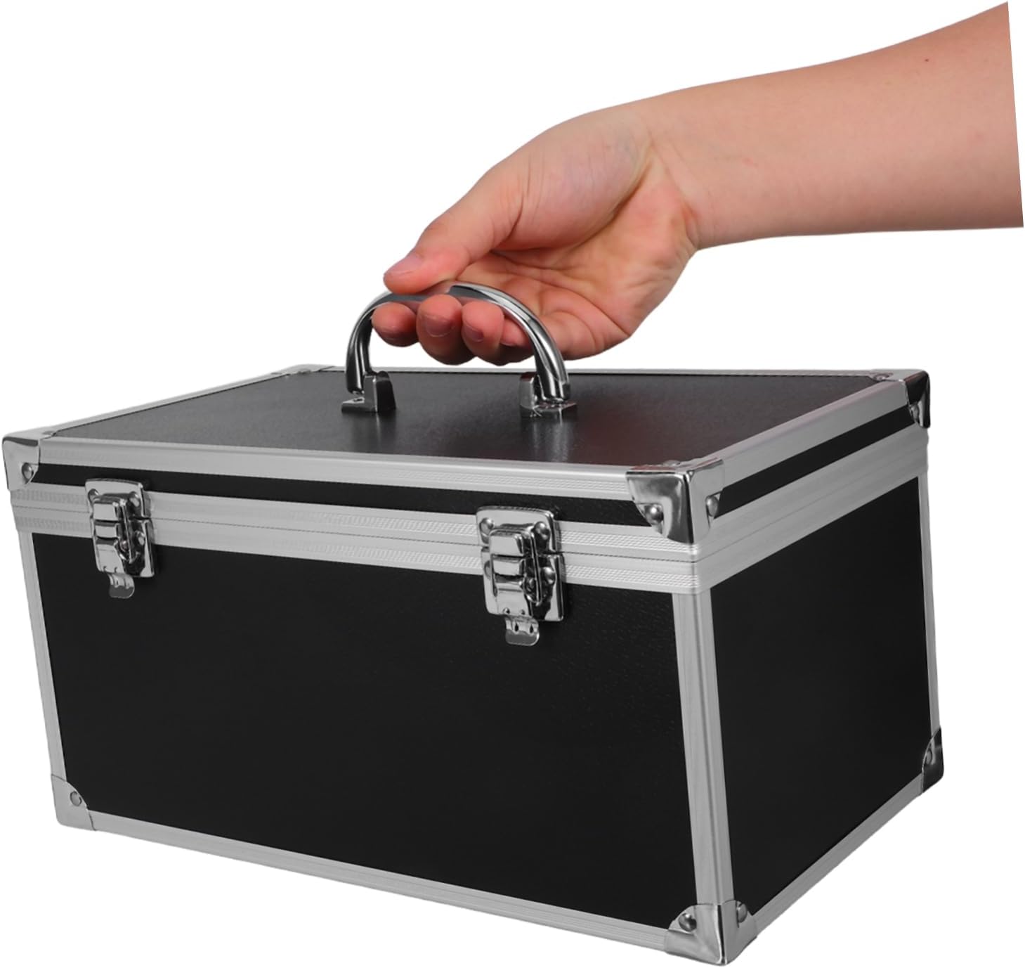  YARNOW Boîte à Outils Rangement Protection Des Outils Multifonction En Alliage D'aluminium Robuste Et Portable Noir Fermeture Flexible
