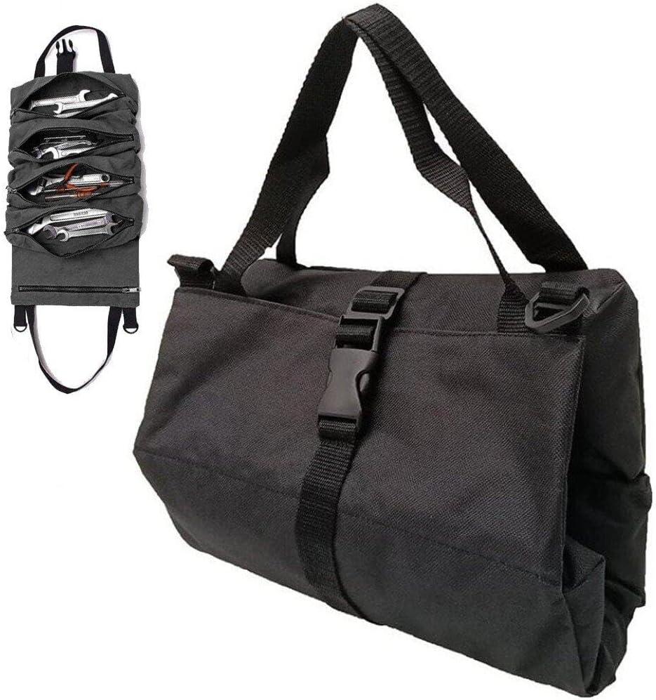  Sanfly Sac à Outils Enroulable, Organisateur D'outils En Rouleau, Pochette En Rouleau, Porte-Outil Suspendu à Fermeture éclair, Fourre-Tout, Sac à Outils De Travail Pour Mécanicien électricien