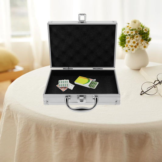  Housoutil Boîte à Outils En Alliage D'aluminium - Boîte De Rangement Portable - Organiseur De Bagages De Voyage - Boîte De Sécurité Pour La Maison - Mallette Rigide, Multicolore, 23.30X22.00X6.40CM