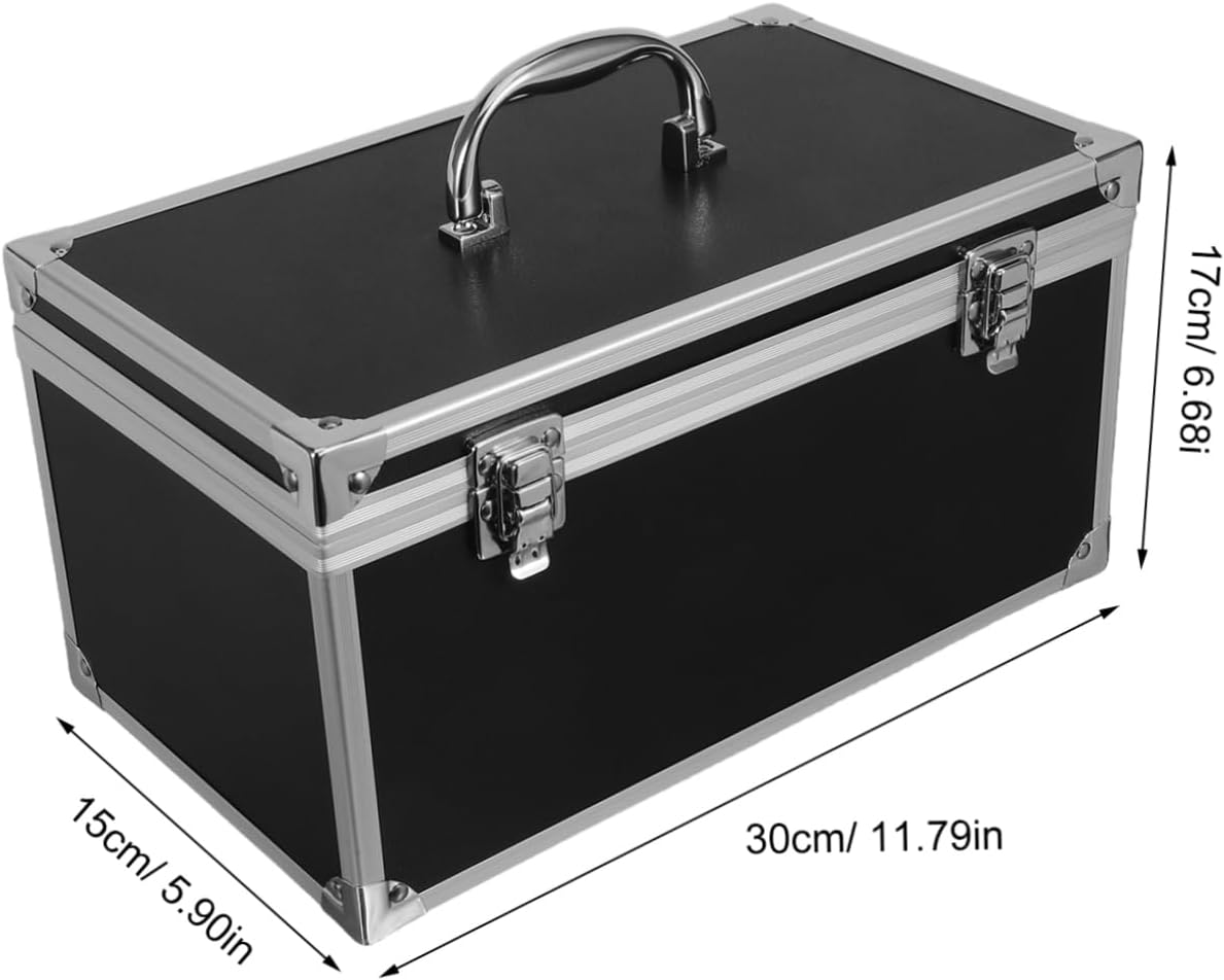  YARNOW Boîte à Outils Rangement Protection Des Outils Multifonction En Alliage D'aluminium Robuste Et Portable Noir Fermeture Flexible