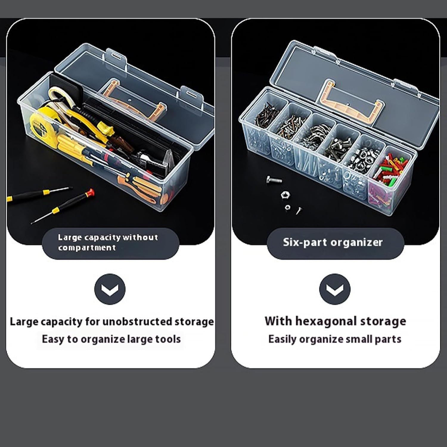  Boîte à Outils Haute Performance Avec Séparateurs Amovibles, Vis Portantes Transparentes, étui De Rangement Pour Atelier, Garage, Maison, étui à Outils Portable En Plastique