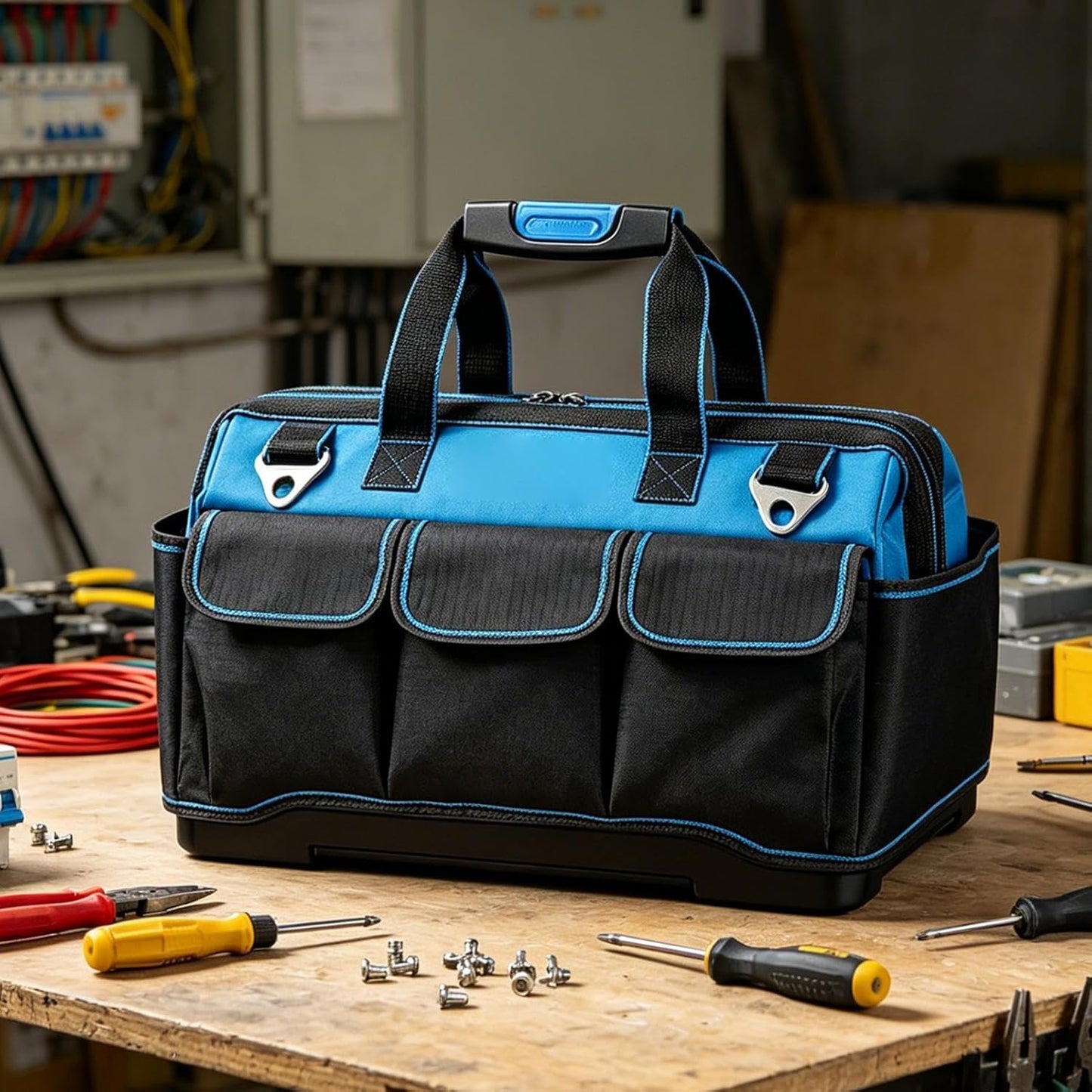 GENERIC Sac À Outils Pour Hommes, Poignée Ergonomique Imperméable Renforcée, Grand Sac À Outils De Travail, Pour Voyage En Plein Air Construction Réparation Auto Maison Garage Papa Père Électricien