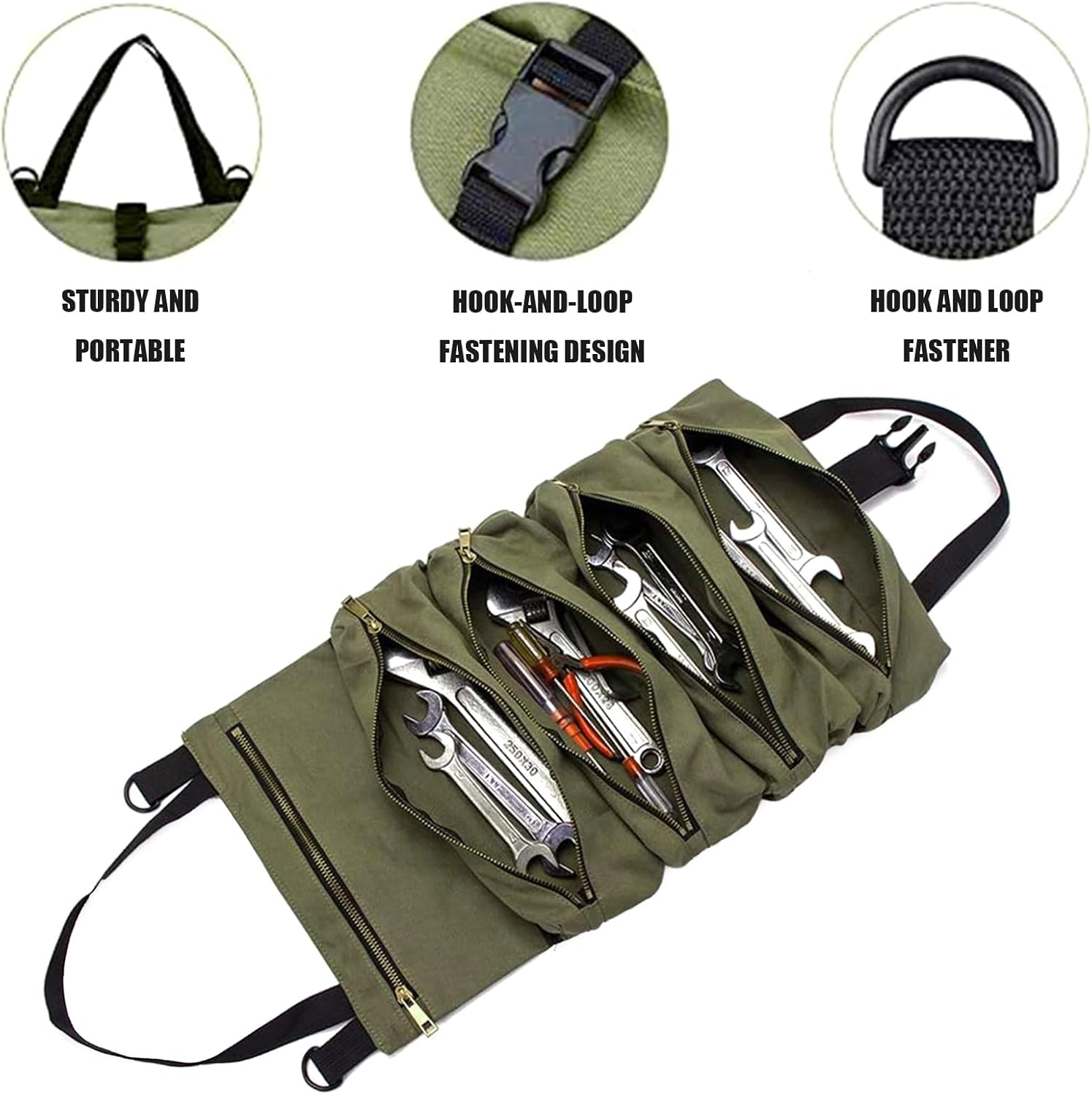  Sac à Outils Compact à Roulettes Pour Clés, Tournevis, Pinces, Résistant à L'eau Et à La Poussière, Excellent Pour Les Mécaniciens Et Les Bricoleurs En Toile