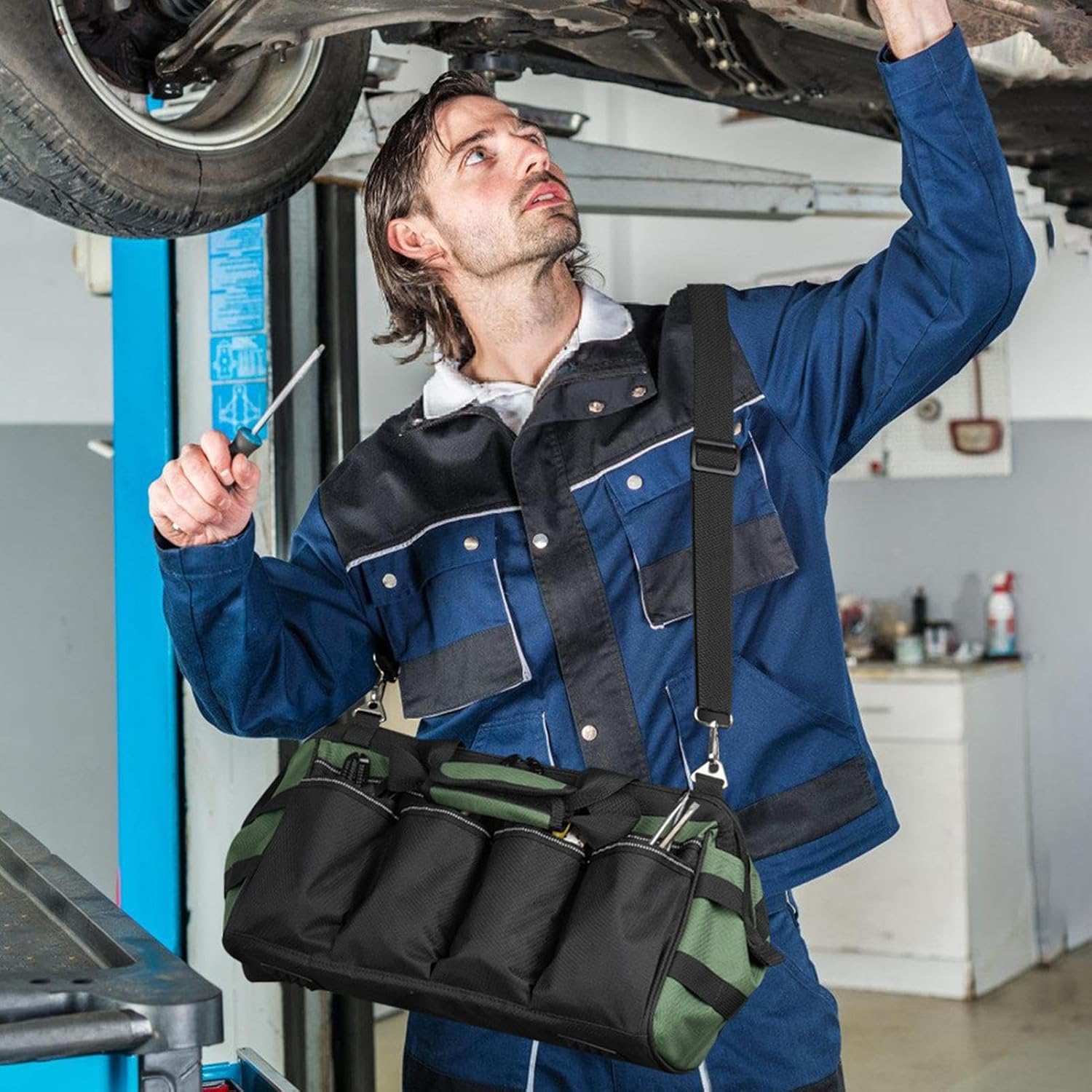  Sac De Rangement Pour Outils | Organiseur Portable Robuste – Sacs à Outils D'électricien à Large Ouverture Pour Homme, Mécanicien, électricien, Charpentier, Garage, Voyage, Réparation, Tournevis