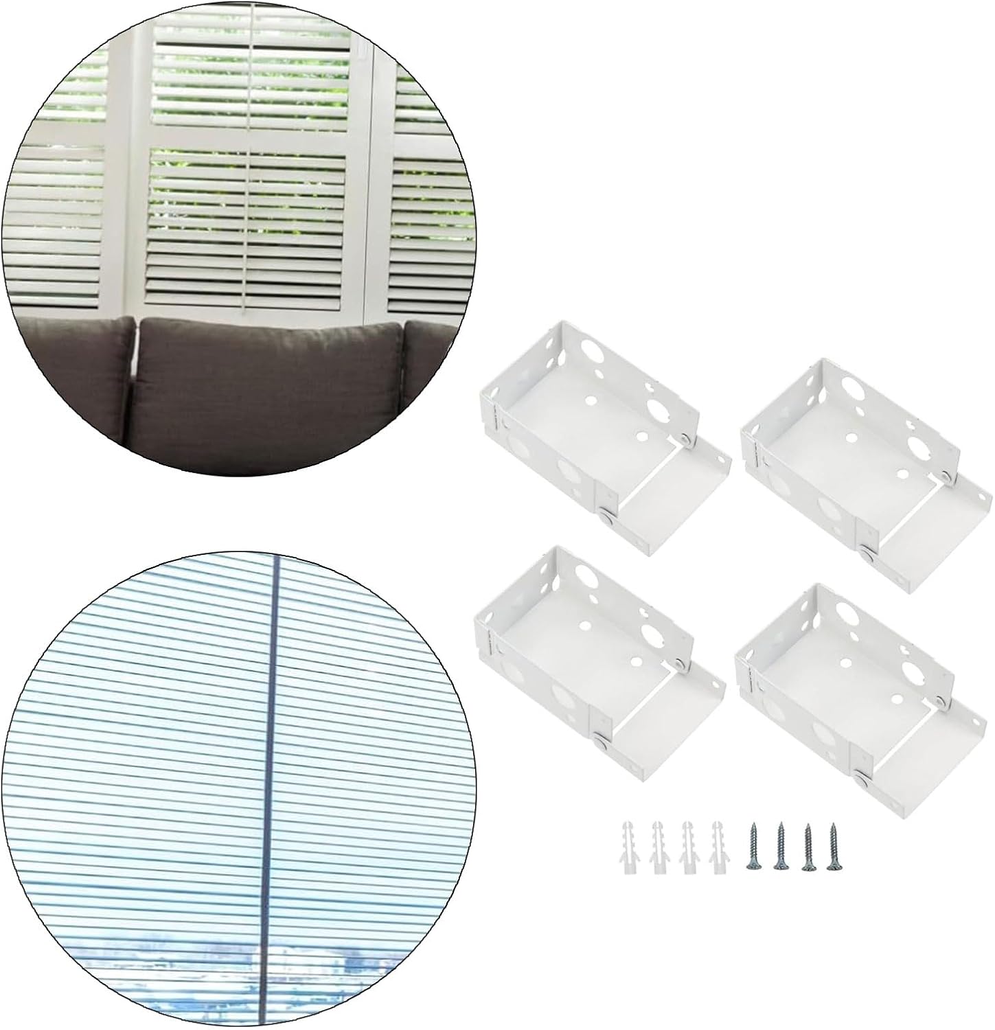  Supports De Traitements De Fenêtre Blancs 4 Pièces, Matériel De Rideau De Fenêtre Pour Une Installation Facile Et Une Durabilité Stable, Supports De De Stores Enrouleurs