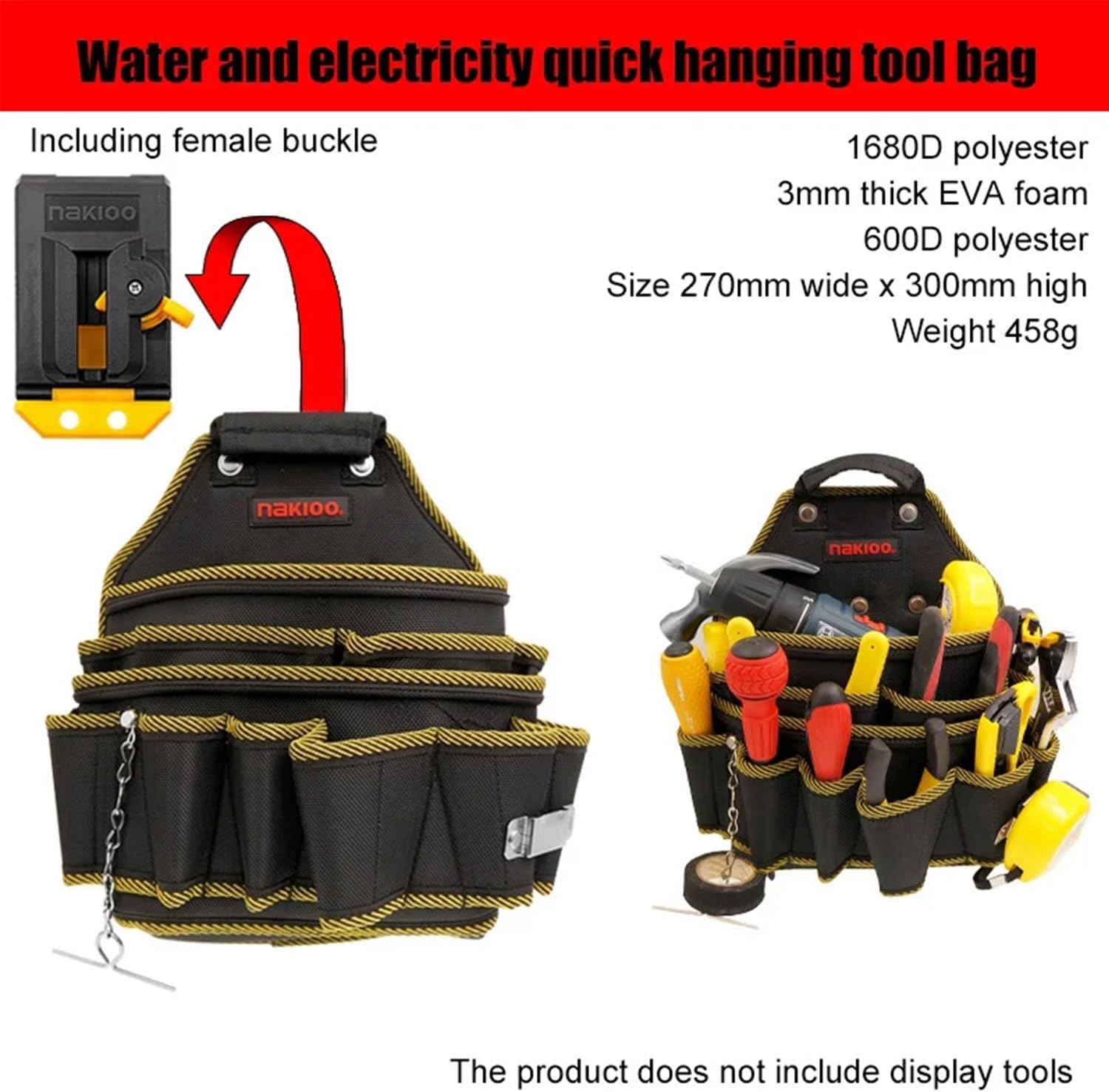  Pochette à Outils Sac à Outils Pour Ceinture Crochet Rapide Maintenance Charpentier Électricien Porte-Outils Pour La Taille Maison Jardin Nettoyage VR
