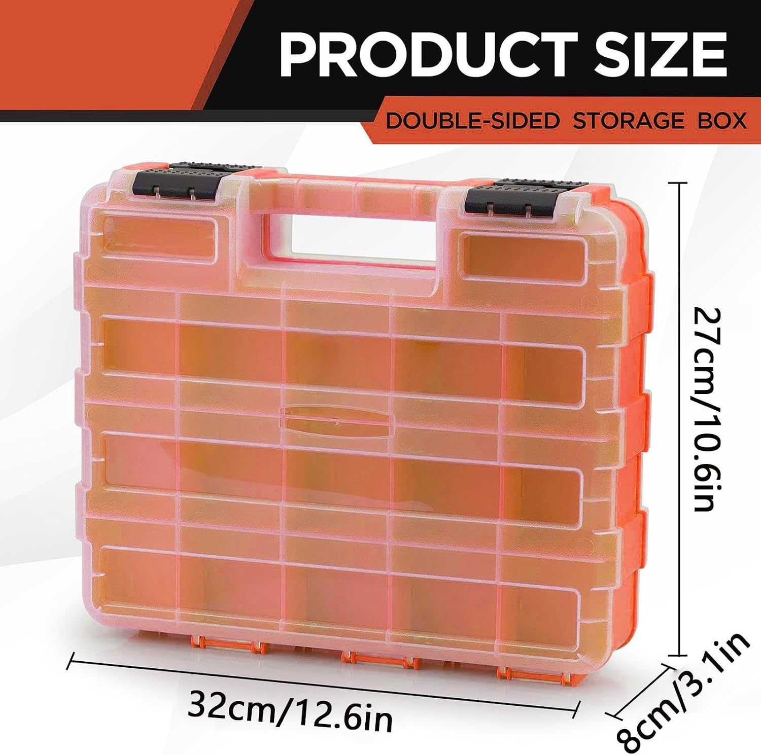  Boîte à Outils – Boîte à Outils Portable Double Face 34 Compartiments Pour Forets, Boulons, écrous, Douilles, Matériel, Petites Pièces, électronique, Perles, Rangement Sécurisé Avec Couvercle Pour La