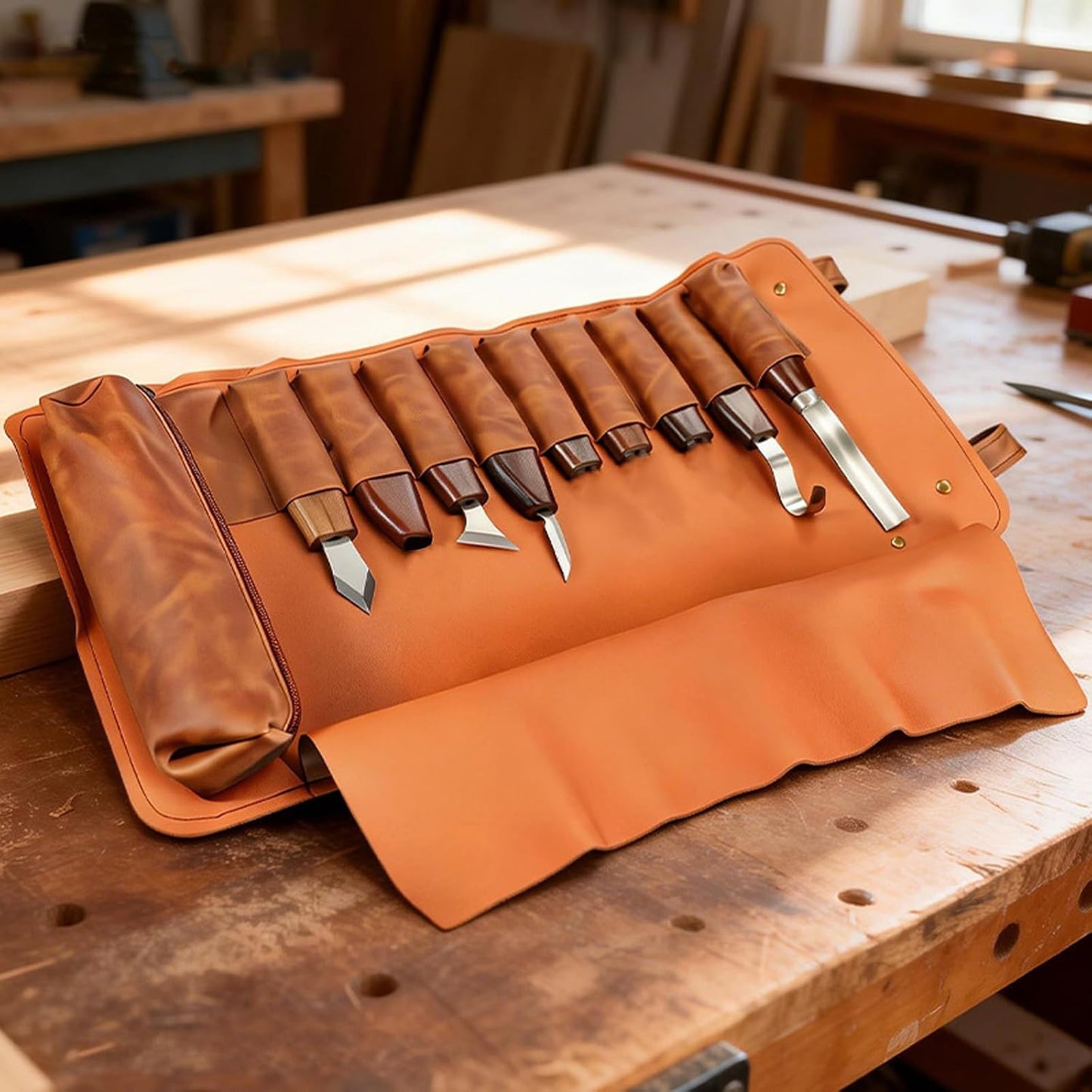  Porte-outils Professionnel à 10 Grilles En Cuir PU Robuste Idéal Pour Les Artisans Et Les Amateurs D'organisateurs D'outils D'artistes