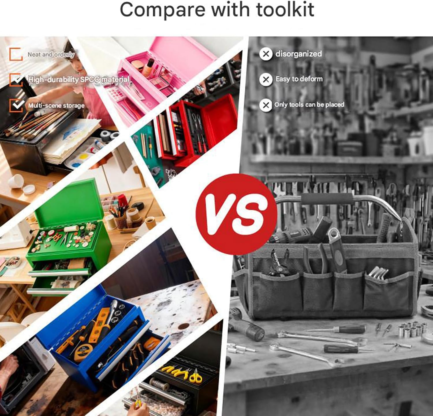  Boîte à Outils Compacte En Acier à 2 Couches Avec Séparateurs Amovibles Et Glissières Lisses En Métal étanche