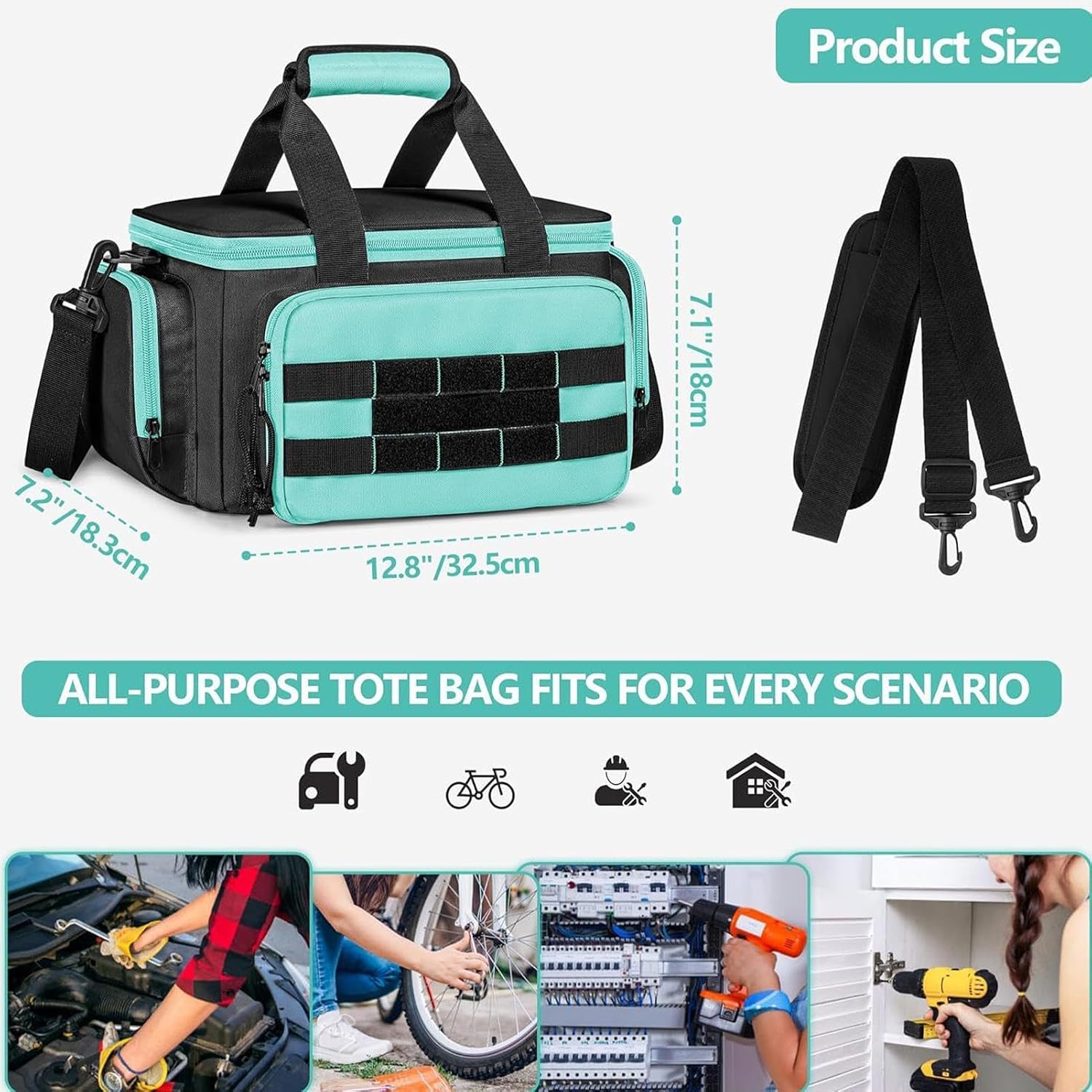  Tote à Outils - Housse De Rangement Portable En Toile Oxford,Sacs à Outils Robustes Avec Poignées,pour Les électriciens, Les Menuisiers, Travaux, Jardin, Dortoir, Université, Voyages, Construction Et