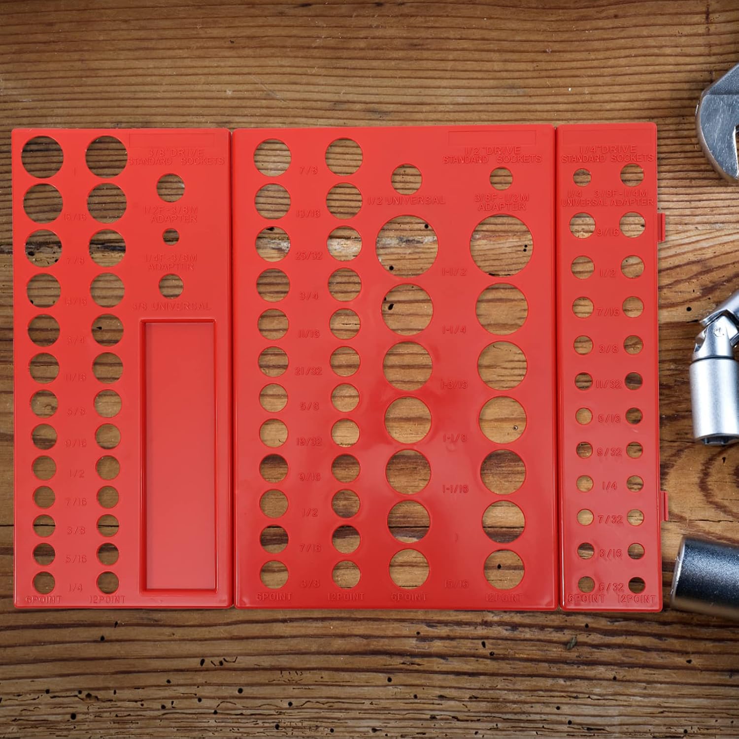  Angoily Lot De 3 Supports De Douilles Murales Rouges En Abs, Organisateurs De Prises Résistants La Corrosion Pour Rangement Facile Des Outils 1/4, 3/8 Et 1/2 Pouces