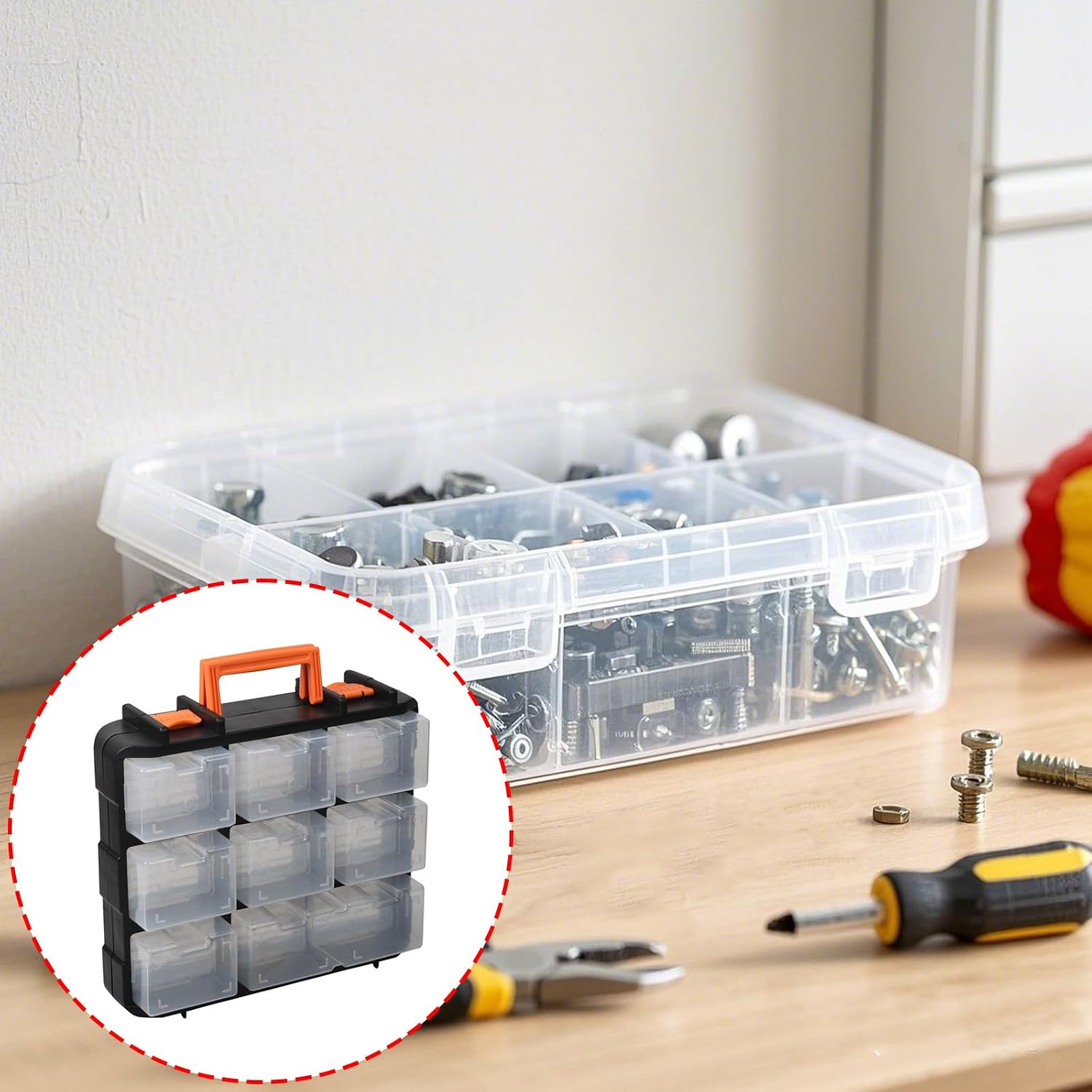 Boîte De Rangement Multifonction Avec Sections Réglables, Idéale Pour Ranger Les Attaches Et Les Petits Accessoires, Boîte à Outils Multi-compartiments