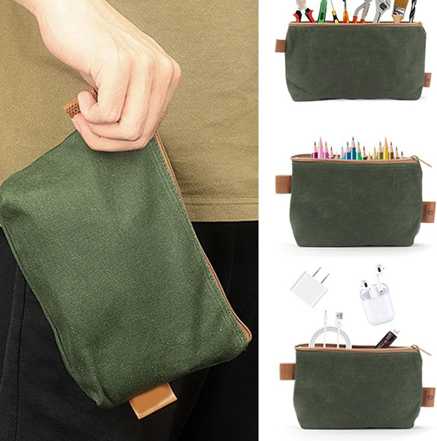  Pochettes De Rangement Pour Sacs à Outils En Toile, Parfaites Pour Les Projets De Rénovation Domiciliaire, Accès Pratique Outils, Capacité De Stockage Optimale, Pochettes Robustes