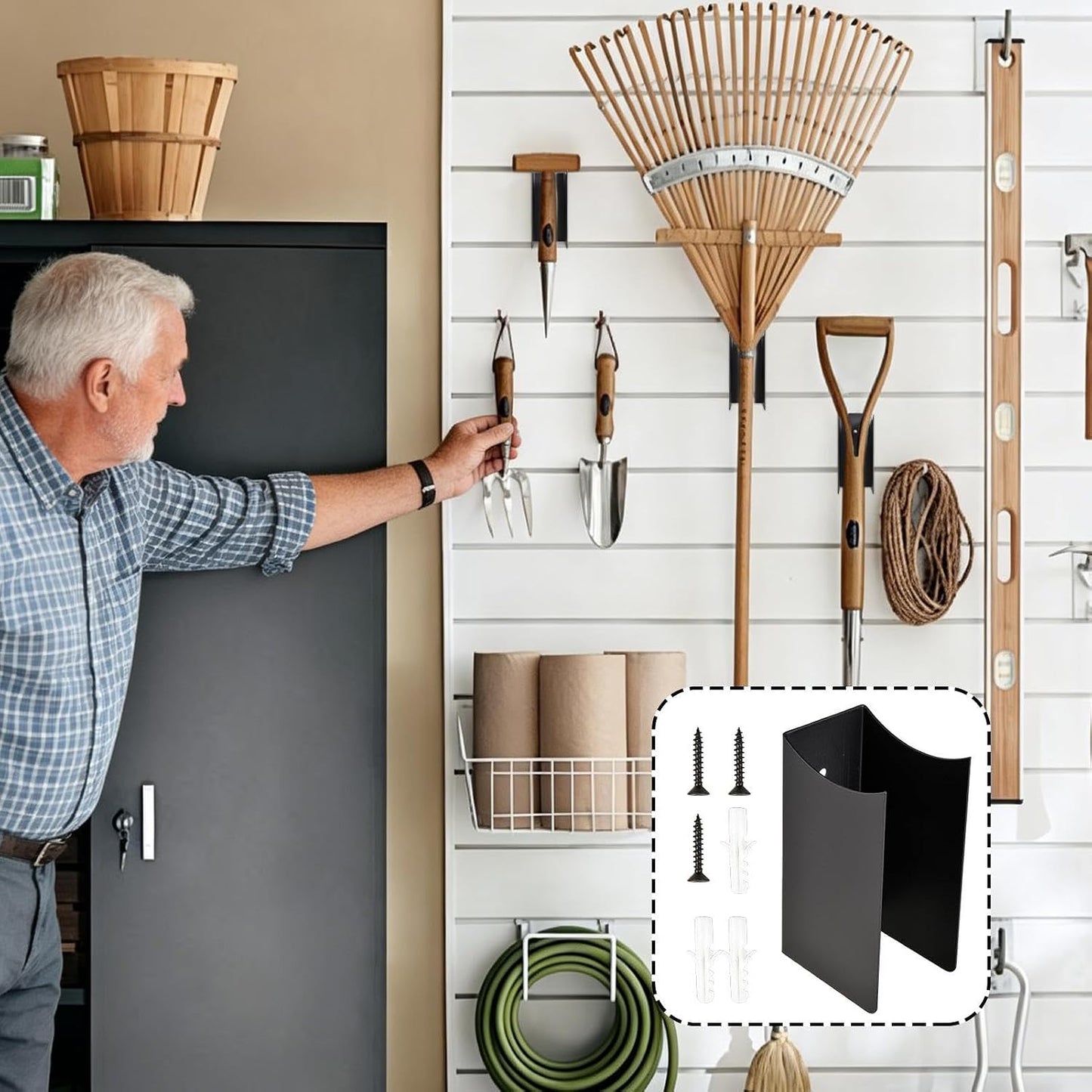  Support De Balai Mural Pour Balais Et Serpillières - Étagère De Rangement De Garage En Métal,Solution De Rangement Pour Balais,Applicable à L'appartement Sous-sol Extérieur Jardin Maison Cuisine Et