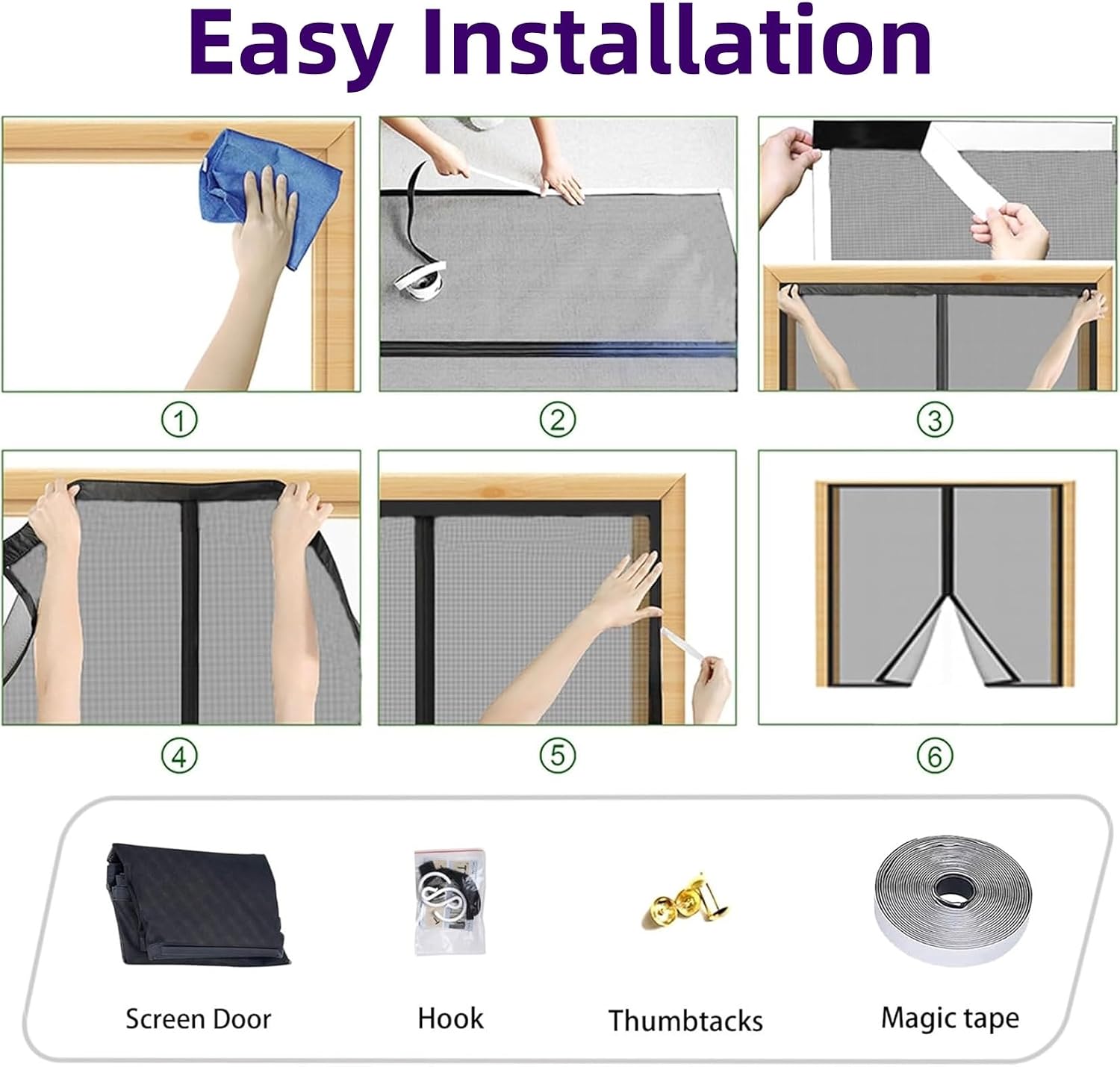  Moustiquaire Fenetre Aimantée 80 X 163 Cm (Personnalisable),Puissants Aimants, Fermeture Automatique Fenêtre Moustiquaire Magnétique Rideau Avec Fermeture Aimantée Sans Perçage, Noir