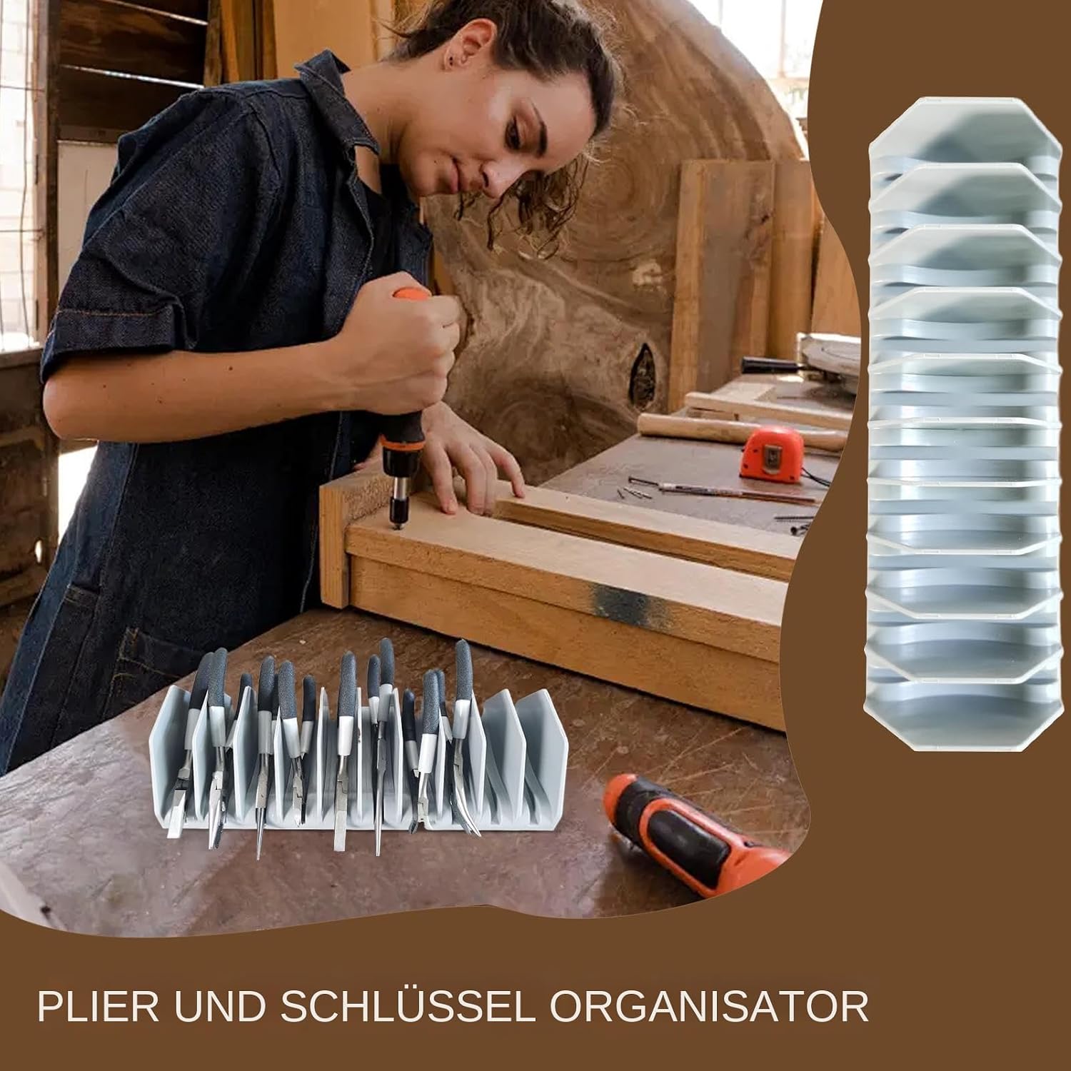  Organiseur De Clés à Molette – Support Et Organisateur – 10 Compartiments De Rangement Pour Garage, Atelier, Voiture, Camion, Mécanicien