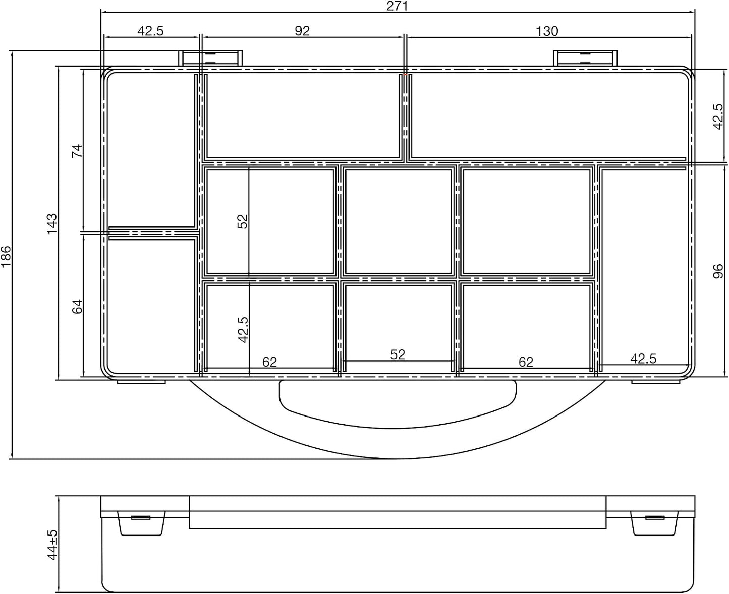  InLine® 43009N Boîte De Rangement Pour Petites Pièces, 11 Compartiments, Transparente, Pour Vis Et Accessoires, Avec Couvercle à Clip Et Poignée, Compacte Et Robuste