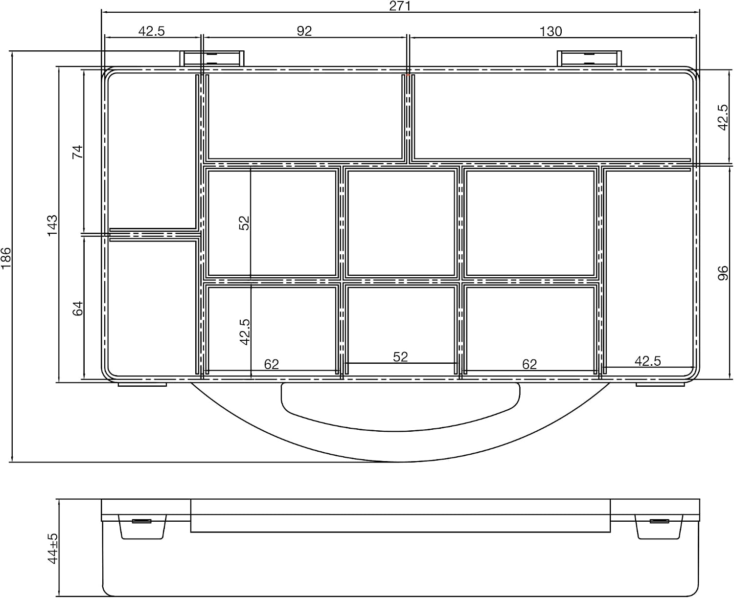  InLine® 43009N Boîte De Rangement Pour Petites Pièces, 11 Compartiments, Transparente, Pour Vis Et Accessoires, Avec Couvercle à Clip Et Poignée, Compacte Et Robuste