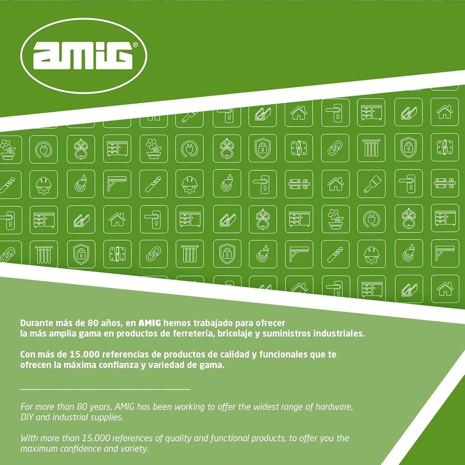  Amig - Security Lock For Sliding Windows Mod.45 | Zip Lock With 2 Keys + Lag Screws For Installation | Made Of Steel With White Finish | Dimensions: 53 X 23 Mm