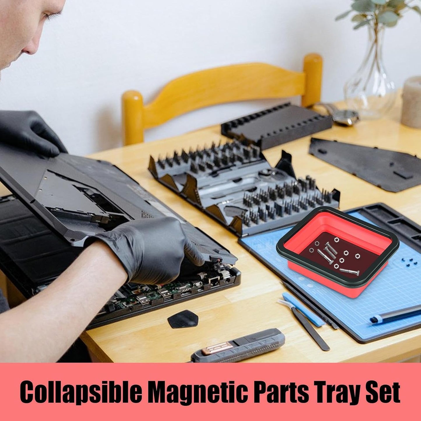  Plateau Magnétique, Lot De 3 Organiseurs De Pièces Magnétiques Pour Vis, écrous, Boulons, Plateau Porte-outils Pour Garage, établi, Réparation Automobile, Tri Du Matériel Et Tâches D'entretien Des
