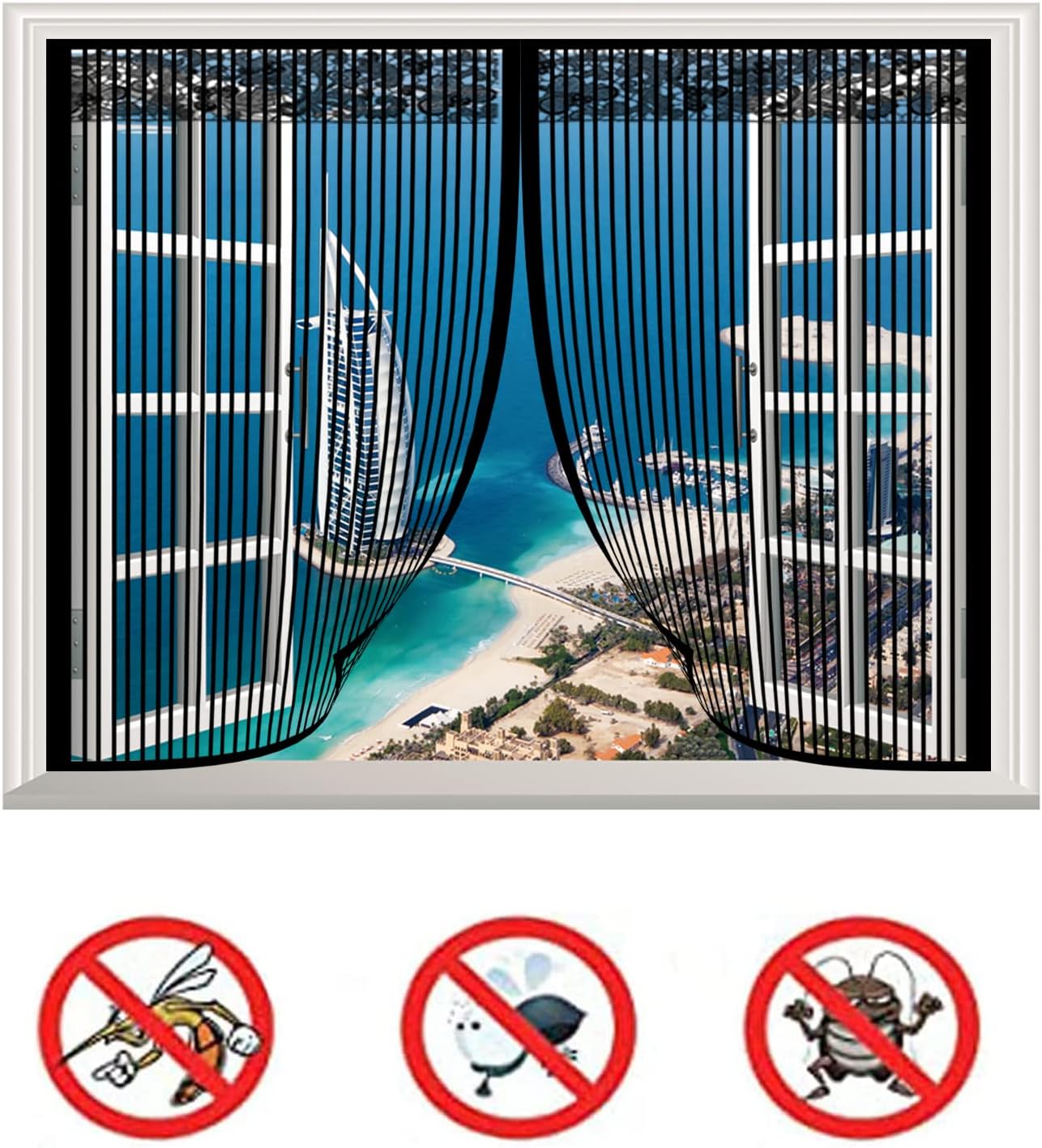  Magnetic Mosquito Net Window, Anti-Insect Curtain, Self Adhesive Mesh Curtain Magnetic Door, Mosquito Net Door Window Without Drilling