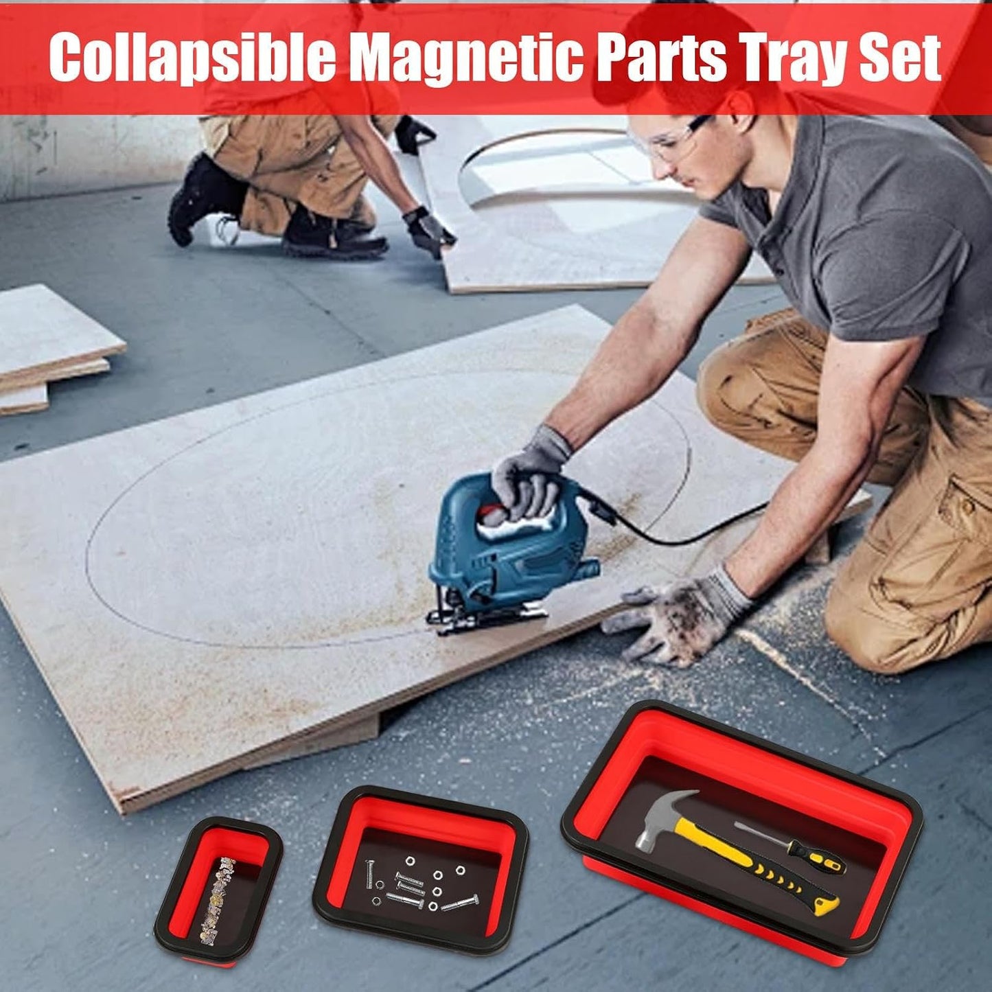  Pièces Magnétiques, Plateau Magnétique Pour Pièces Magnétiques, Plateau à Outils Pliable En Silicone, Boulons, Vis, Petits Bols Lourds En Silicone Polyvalents Avec Base Plateau Magnétique Pour Petites